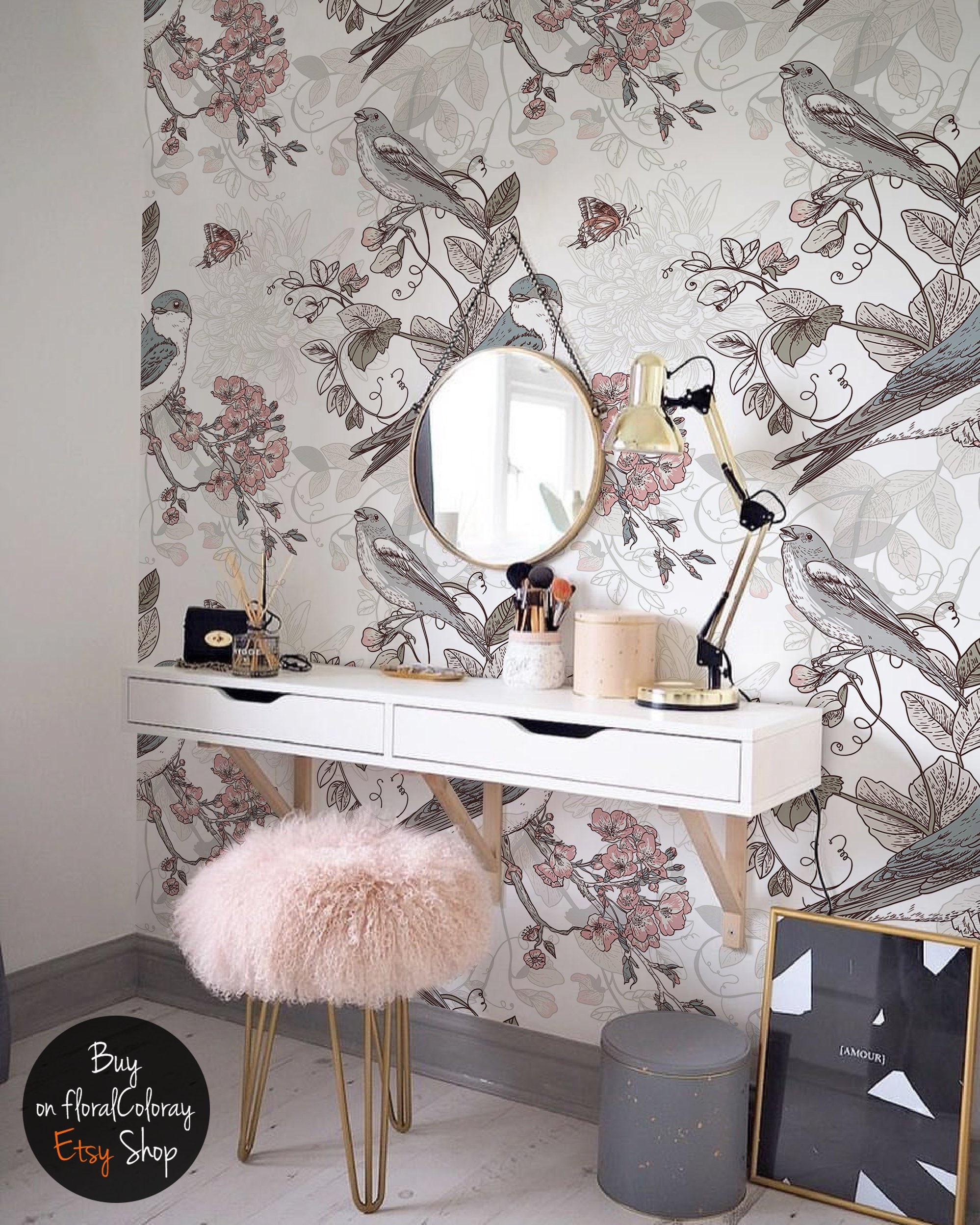Peel-and-Stick Removable Wallpaper Australia Birds Nursery Botanical Floral Peel-and-Stick Removable Wallpaper Australia Birds Nursery Botanical Floral