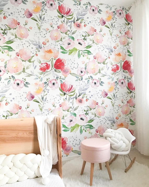 Dreamy Floral Removable Wallpaper Watercolor Peel and Stick - Etsy Hong Kong Dreamy Floral Removable Wallpaper Watercolor Peel and Stick - Etsy Hong Kong