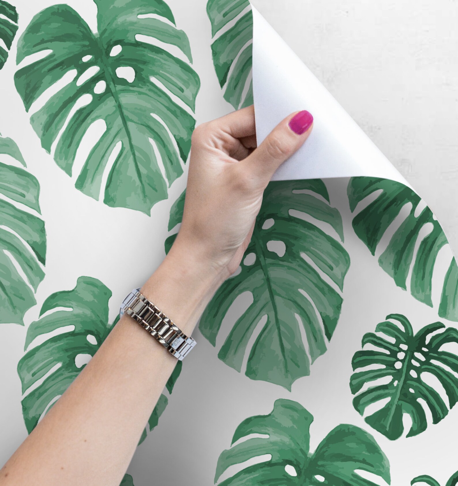 Monstera Leaves Peel and Stick Wallpaper Tropical Wall Mural Etsy