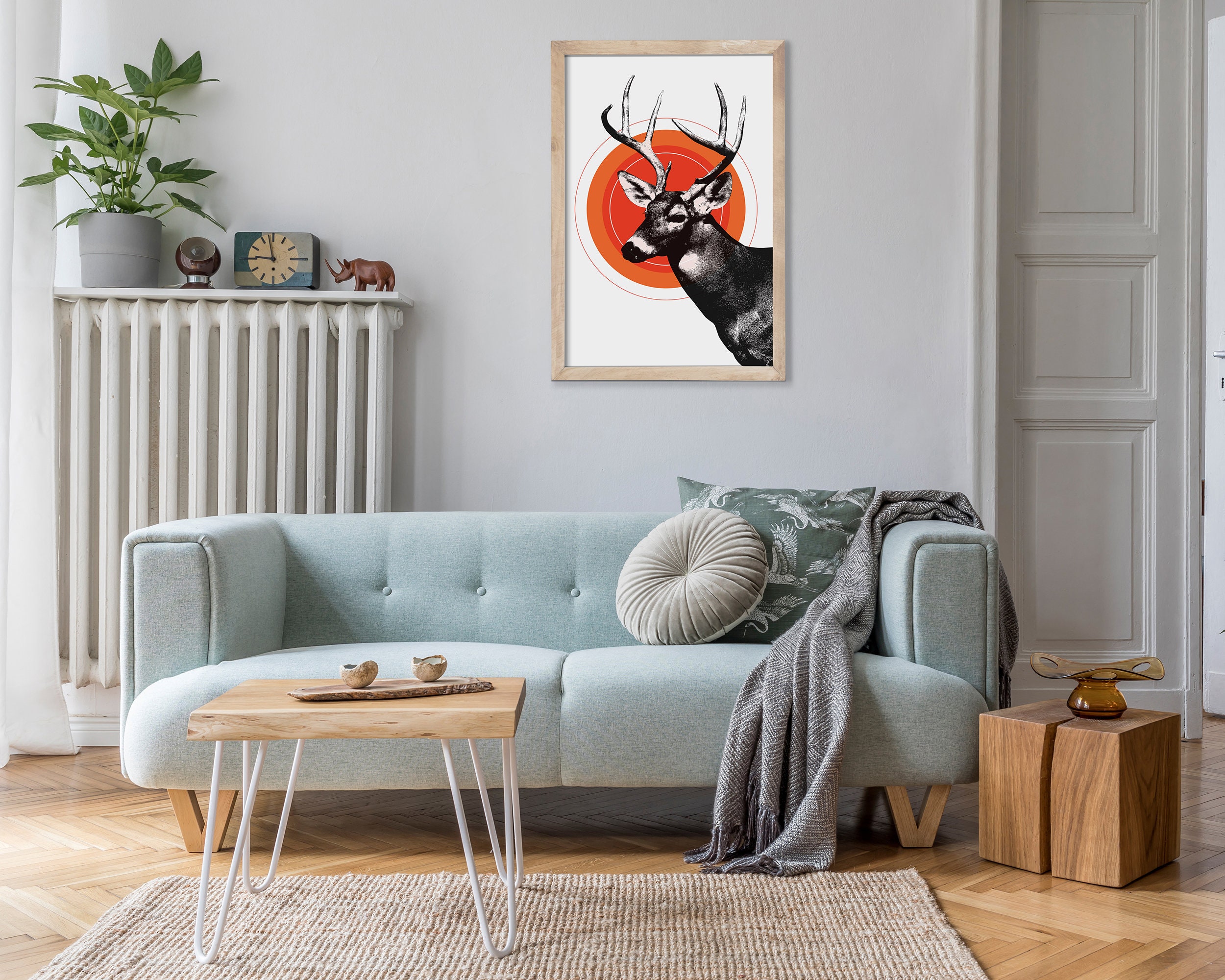 Minimal Deer Poster Modern Poster Art Print Animal Graphic - Etsy