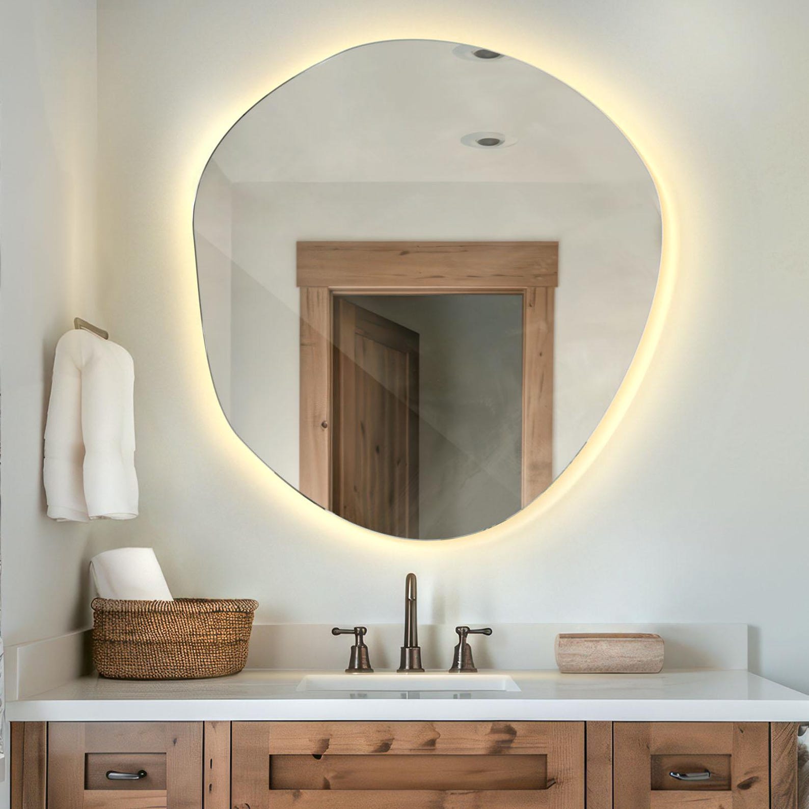 ORGANIC Shape Mirror LED Wavy LED Mirror Asymmetrical Backlit organic-shape-mirror-led-wavy-led-mirror-asymmetrical-backlit