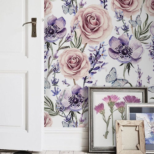 Vintage Floral Wallpaper / Peel and Stick Removable / Baby Etsy