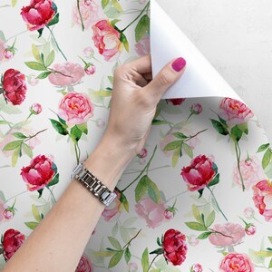 Red Rose Removable Wallpaper Peonies and Roses Wallpaper - Etsy