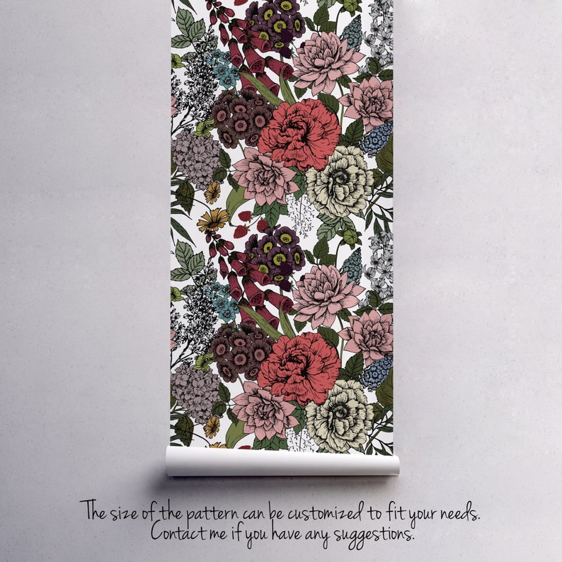 Autumn flowers wall mural Beauty floral temporary wallpaper Etsy