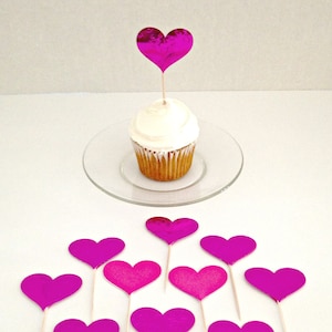 Wedding Cupcake Toppers, Pink Cupcake Toppers, Heart Cupcake Toppers, Wedding Anniversary Decorations, Wedding Cupcakes, Food Picks