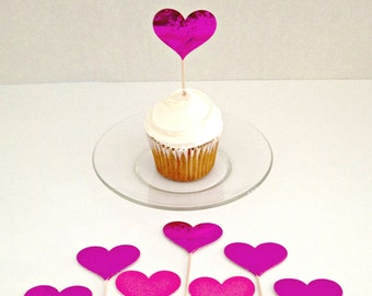 Wedding Cupcake Toppers, Pink Cupcake Toppers, Heart Cupcake Toppers, Wedding Anniversary Decorations, Wedding Cupcakes, Food Picks