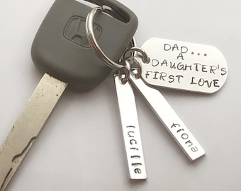 Dad Gift From Daughter, Fathers Day Gift From Daughter, Dad From Daughter, Personalized Dad Keychain, Handstamped Keychain, New Dad Gift