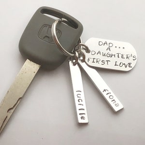 Dad Gift From Daughter, Fathers Day Gift From Daughter, Dad From Daughter, Personalized Dad Keychain, Handstamped Keychain, New Dad Gift