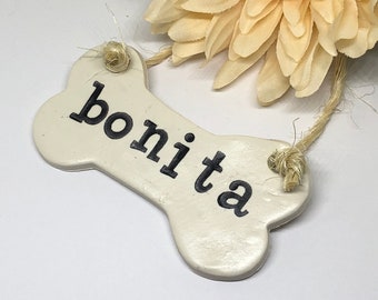 Personalized Dog Bone Christmas Ornament With Pet Name