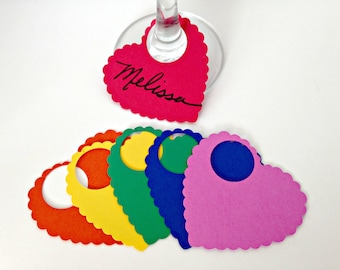 Monogrammed Paper Wine Charms, Wedding Glass Tags, DIY