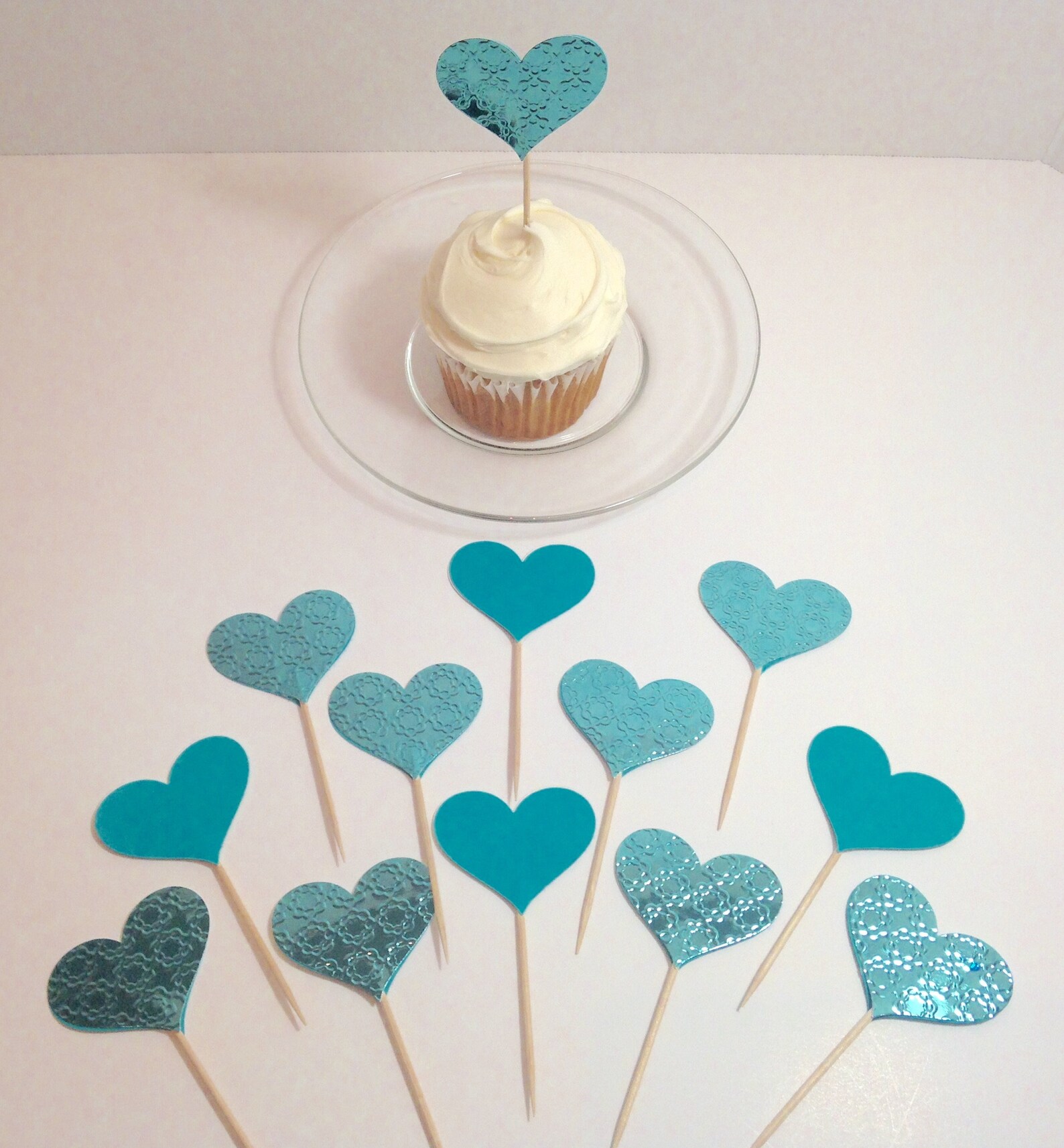 Wedding Cupcake Toppers Pink Cupcake Toppers Heart Cupcake Etsy