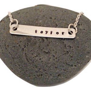 Name Plate Necklace, Personalized Name Necklace, Bar Necklace, Hand Stamped Name Necklace, Custom Name Necklace, Gift Mom, Bridesmaid Gift
