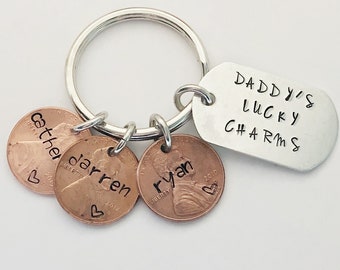 Lucky Penny, Lucky Gift, Lucky Charm Keychain, Penny Gifts, Custom Penny, Daddy Christmas Gift, Personalized Grandparent Gifts, Dad Present