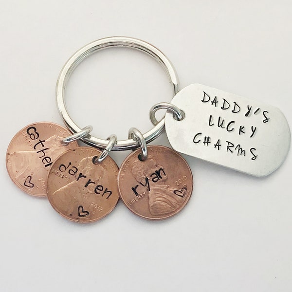 Lucky Penny, Lucky Gift, Lucky Charm Keychain, Penny Gifts, Custom Penny, Daddy Christmas Gift, Personalized Grandparent Gifts, Dad Present