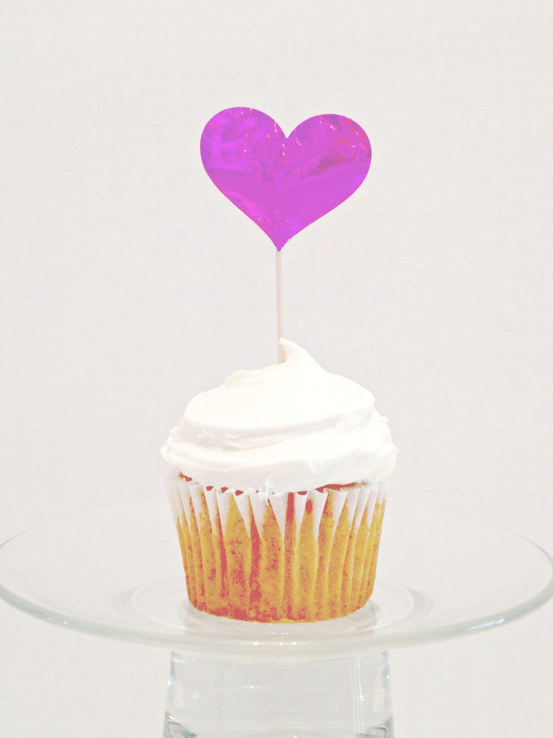 Wedding Cupcake Toppers Pink Cupcake Toppers Heart Cupcake Etsy