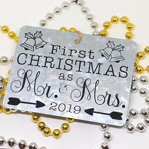 Mr and Mrs Ornament, Mr and Mrs First Christmas, Mr and Mrs Gifts, Name Ornament, Couples Ornament, Newlywed Gift, Rustic Ornaments