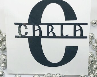 Split Monogram Name Decal, DIY Personalized Gift