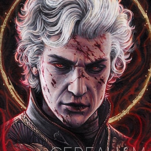 Astarion - Lámina artística tamaño A4 adornada con oro