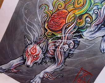 PINTURA ORIGINAL - Okami Amaterasu / Shiranui