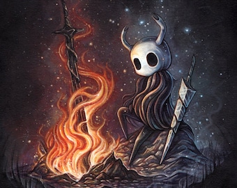 Hoguera de Hollow Knight & Dark Souls - A4 Art PRINT