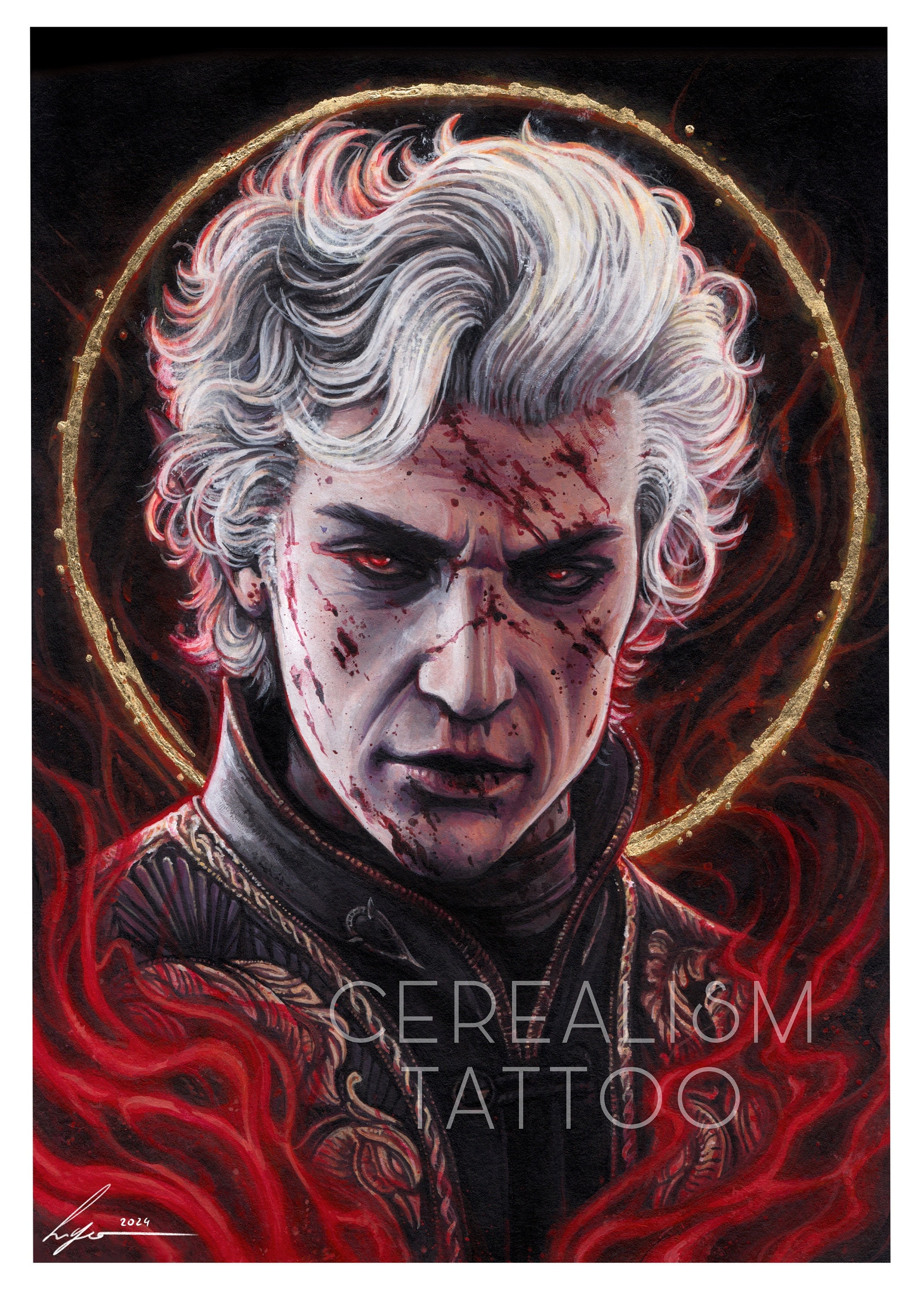 Astarion - A4 Gold Embellished Art Print - Baldur's Gate 3 inspired