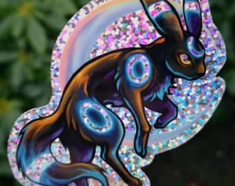 Glanzende Umbreon-Pokemon glitter vinyl sticker