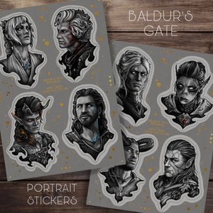 PORTRAITS Vinyl Sticker Sheets - Baldur's Gate 3 inspired