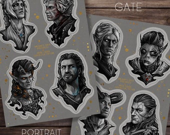 VORBESTELLUNG - PORTRAITS Vinyl Sticker Bogen - Baldur's Gate 3 inspiriert