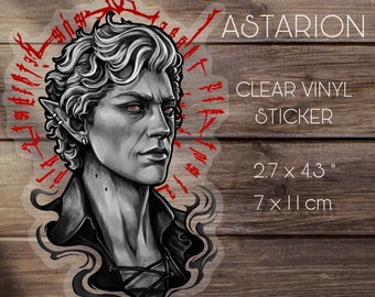 PREORDEN - RETRATO DE ASTARION - Pegatina de vinilo transparente - Inspirado en Baldur's Gate 3