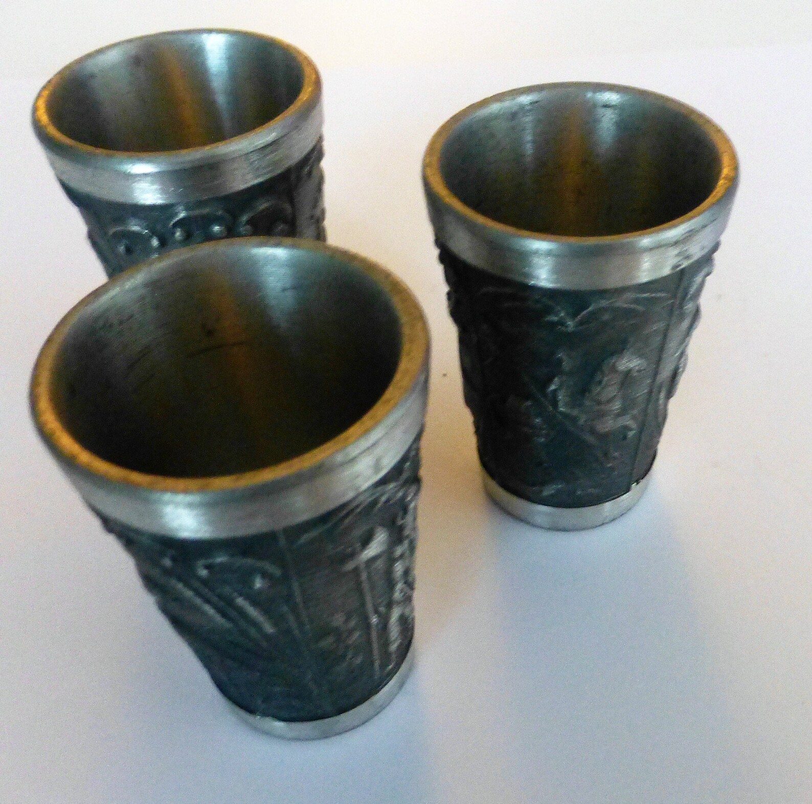 Rein Zinn 3 Pewter German Shot Glasses Etsy