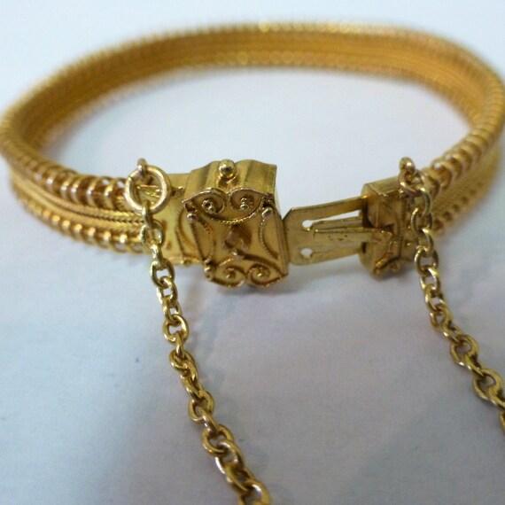 16kt Yellow Gold Victorian Mesh Vintage Bracelet - image 7