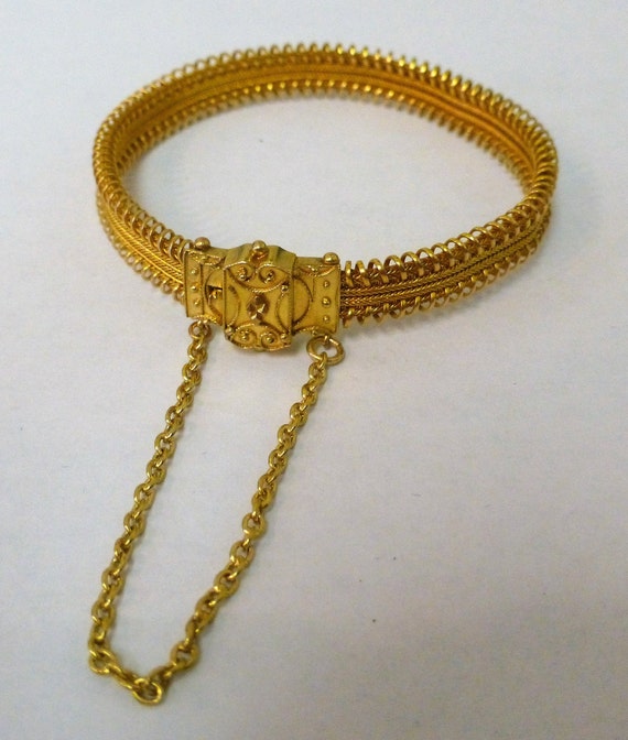 16kt Yellow Gold Victorian Mesh Vintage Bracelet - image 2