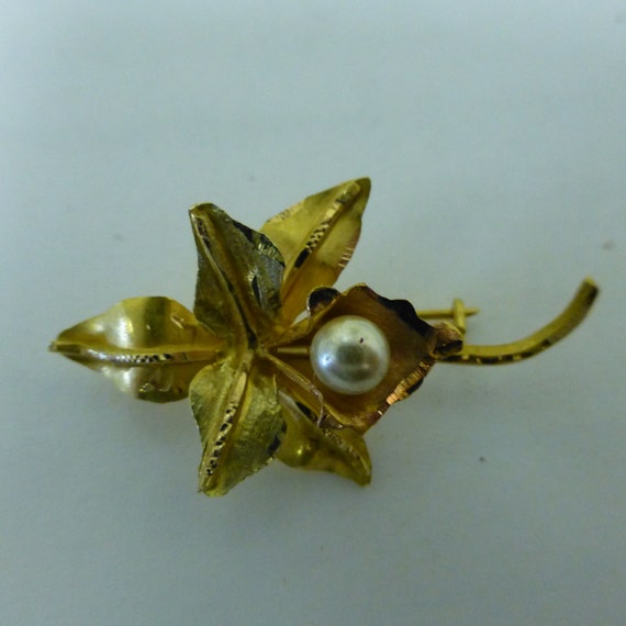 18Kt Rose & Yellow Venezuelan Gold 3D Pearl Orchi… - image 7
