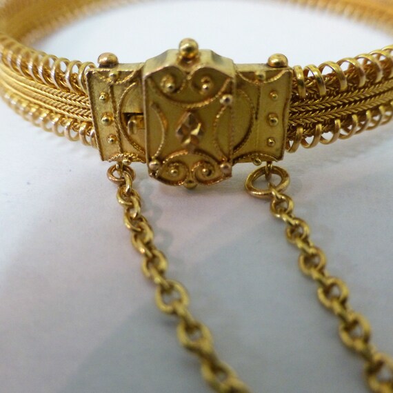 16kt Yellow Gold Victorian Mesh Vintage Bracelet - image 4