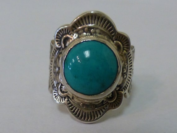 Vintage Shube Dakota West  Sterling Silver Turquoise Ring
