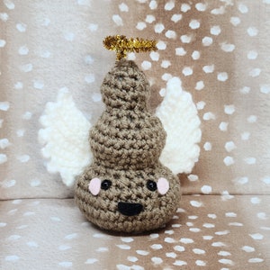 Crochet Poop, Holy Crap, Angel Wings, Adult Humor, Bathroom Accessory, Desk Buddy, Christmas Decor, Stocking Stuffer, Funny Gift for Friend