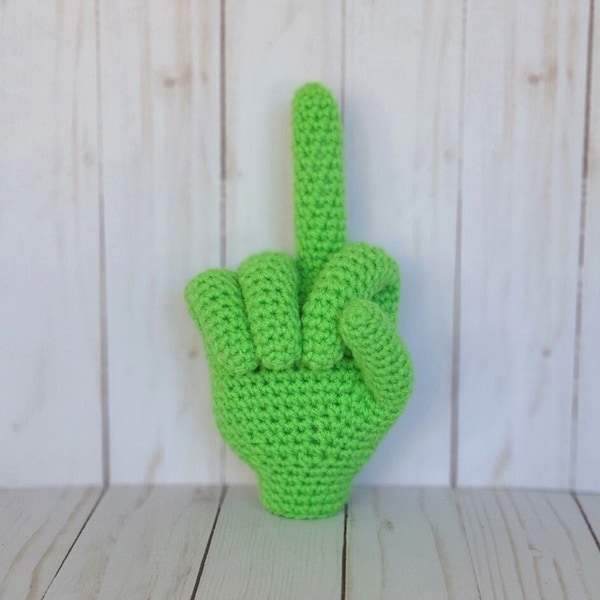 Crochet Plush, Middle Finger, Adult Humor Gift, Gag Gift, Sign Language, Funny Desk Accessory, Severed Hand Prop, Desk Prop, Gift for friend