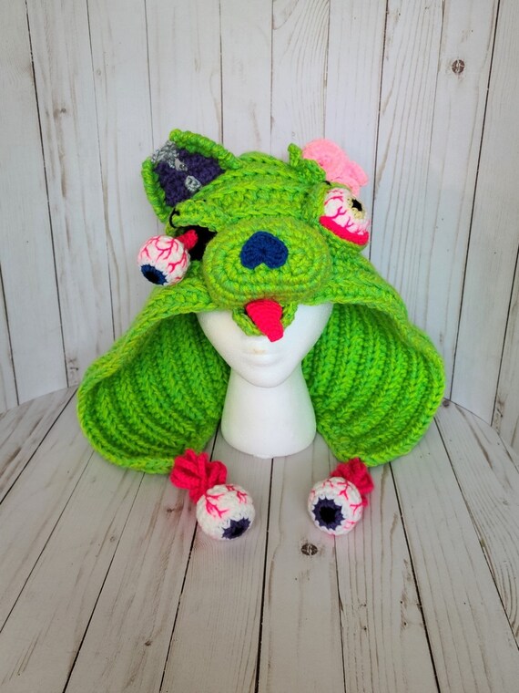 Crochet Zombie Bear Hood, Creepy Gory Cosplay, Horror Halloween