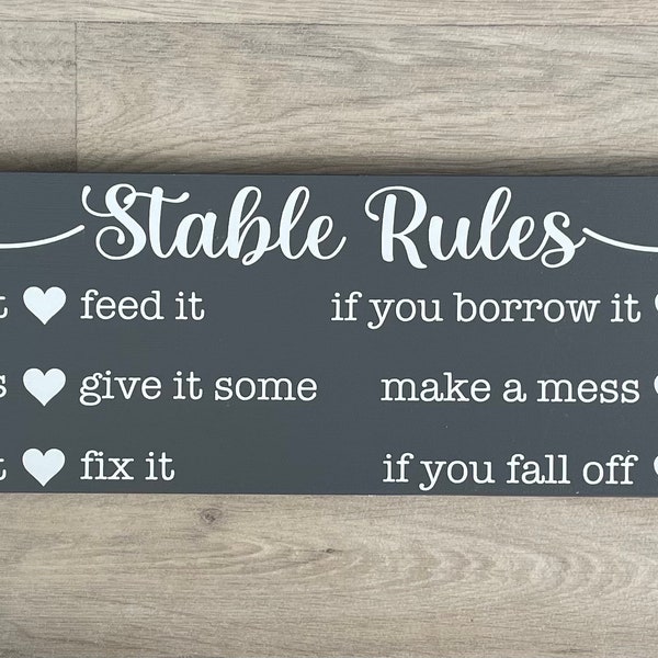 STABLE RULES Plaque - Outdoor or Indoor Sign - Wooden - Horse Pony Stable Yard Horses Stables notice riding school - Lots of colours