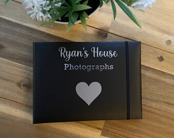 Children's Personalised BLACK BLUE Photograph Albums - Children Kids Pictures Photos Books - any name - lots of colours and images