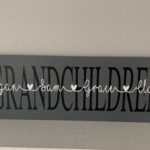 Personalised Grandchildren Name Wall Wooden Plaque Sign Gift Home Decor Grandparents Nanny Grandad Nan Grandpa