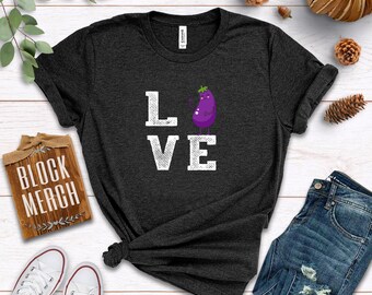I Love Heart Eggplant Black Kids Sweatshirt