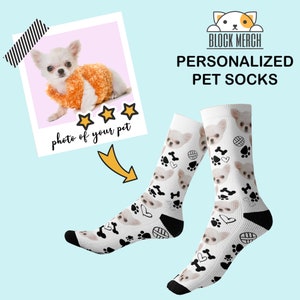 Aangepaste hondensokken / gepersonaliseerde pet sokken / gezicht sokken / hond minnaar / hond foto sokken / aangepaste hond lover cadeau / nieuwigheid huisdier sokken