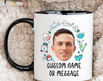 Custom Dentist Face Mug, dentist coffee mug with photo, dental gifts, dental assistant, dentist gift mug, dental hygienist, dental group mug