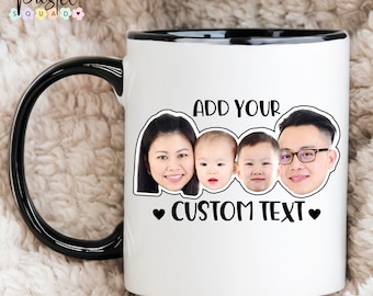 Family Picture Mug, custom mug with family photo, personalized face mug, headshot photos on coffee mugs, holiday gifts for family