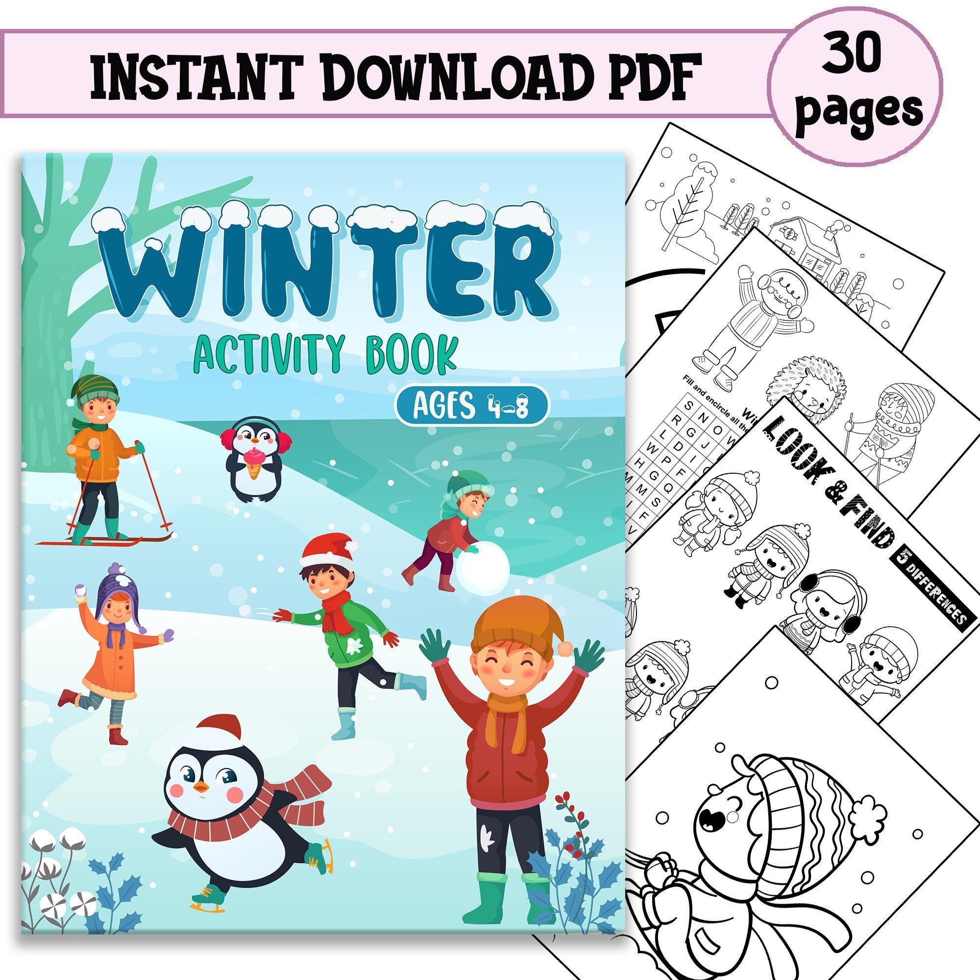 Download Winter Activity Book For Kids 4 8 Digital Download Winter Etsy