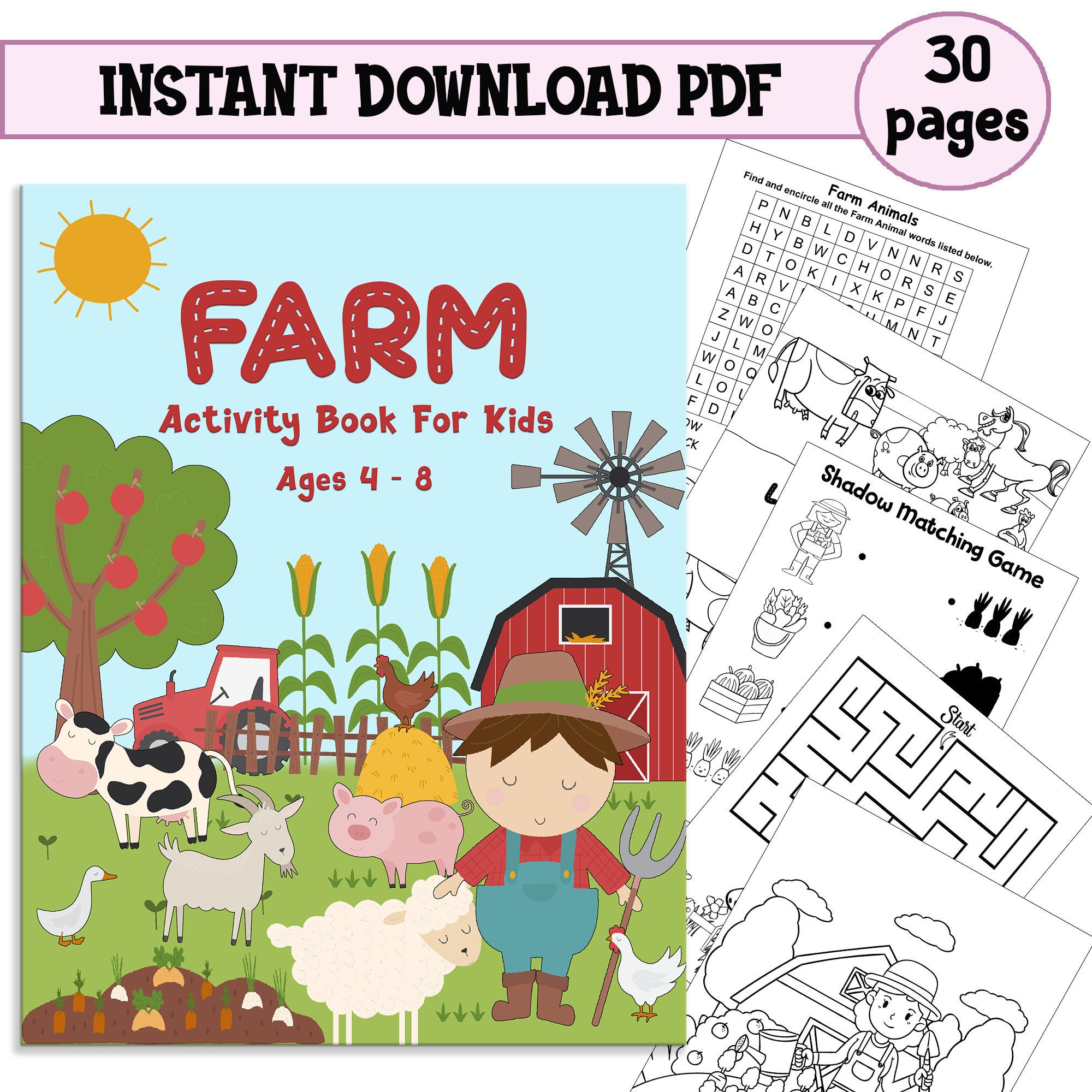 Farm Activity Book for Kids 4-8 Digital Download / Children - Etsy Israel Farm Activity Book for Kids 4-8 Digital Download / Children - Etsy Israel