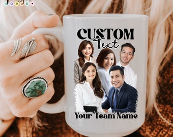Custom Team Face Mugs, company mugs with photos, coworker gifts, teammate, team member, team building, office staff appreciation gifts
