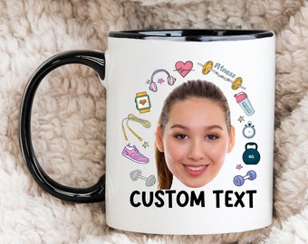 Custom Gym Mug with Photos, workout face mugs, fitness instructor, gifts for gym lovers, weightlifting, body-building, gym trainer mugs