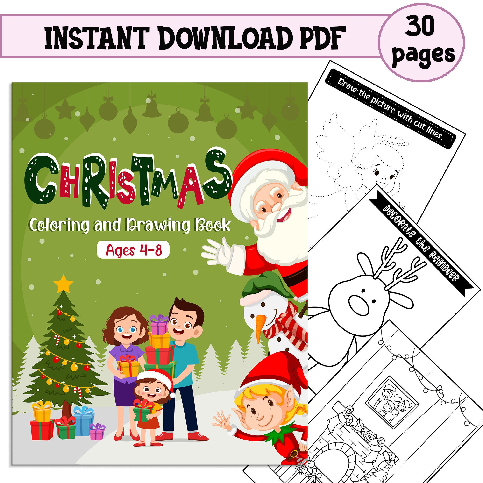 How to draw Christmas for Kids ages 4 - 8